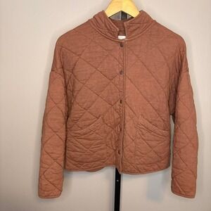 West of Melrose Rose gold quilted jacket Oversized